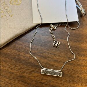 Kendra Scott Rectangular Silver Drusy Necklace